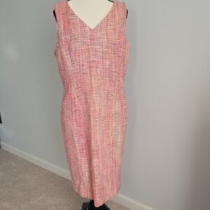 Talbots Pink Tweed Midi Dress